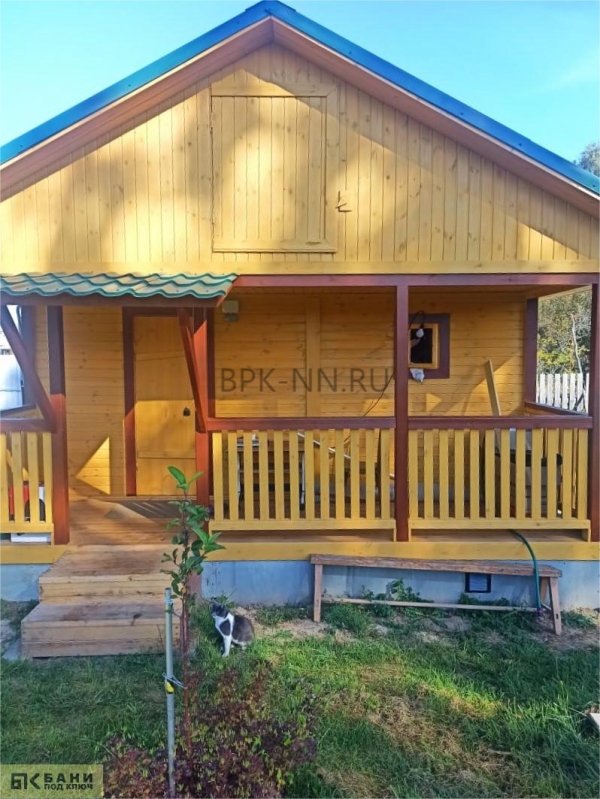Каркасная баня 2,5х6 с террасой К030