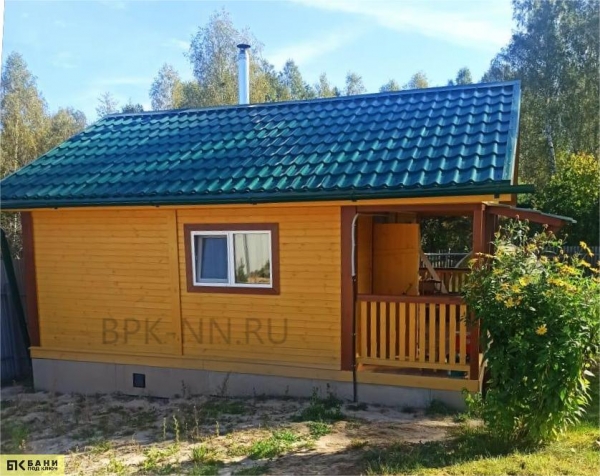 Каркасная баня 2,5х6 с террасой К030