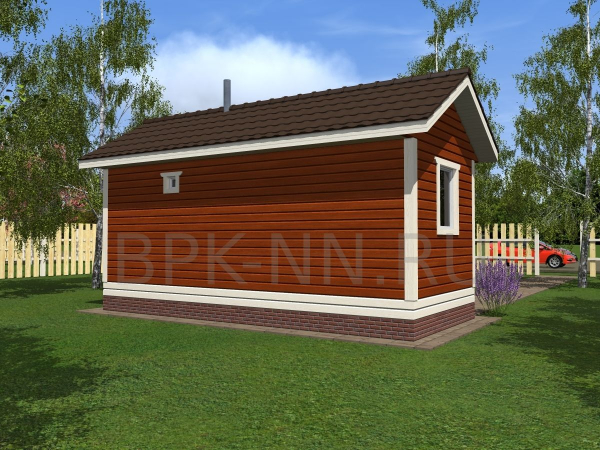 Баня каркасная 3х7 с крыльцом К032