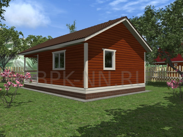 Баня каркасная 6х9 с террасой К066