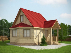 Баня из бруса 6х6,5 м с мансардой Б019