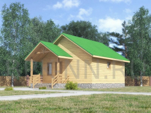Баня из бруса 6х6 м с крыльцом Б026