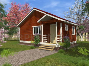 Баня каркасная 5х8 с крыльцом К056